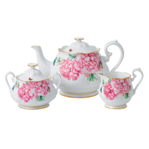 Miranda Kerr for Royal Albert Collection - 3pc Teapot, Sugar and Creamer Set "Friendship" Pattern