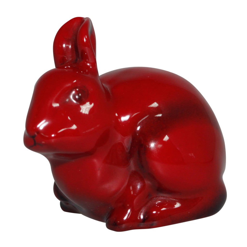 Flambe Rabbit Crouching (Style One - Model No. 1165A) - Royal Doulton Animal