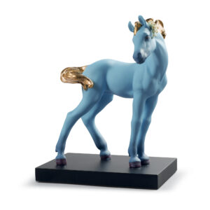 The Horse (Blue and Gold) 01008740 - Lladro Chinese Zodiac