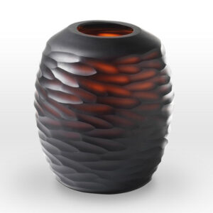 Dark Amber Cut Vase CV0110 - Viterra Art Glass