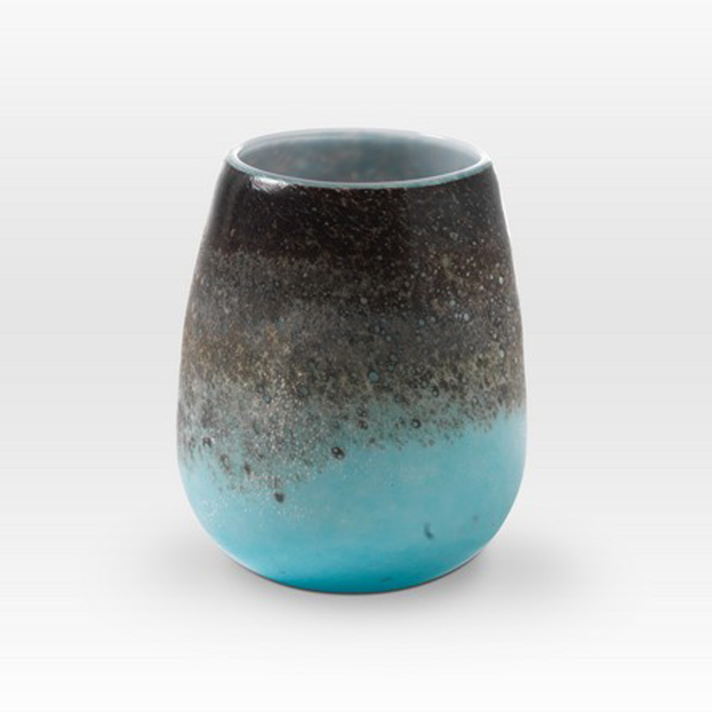 Earth Tones Turquoise Vessel LA0207 - Viterra Art Glass