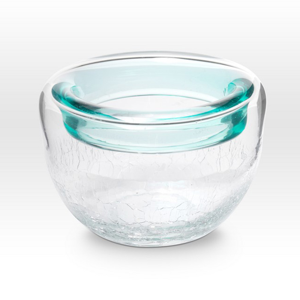 Aqua Crackle Bowl RB0204 - Viterra Art Glass