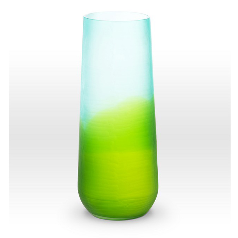 Ombre Blue Green Cut Vase SE0116 - Viterra Art Glass