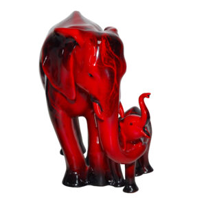 Elephant & Young HN3464 - Royal Doulton Flambe Animal