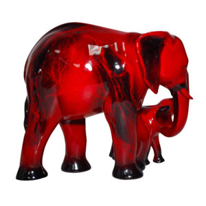 Elephant & Young HN3464 - Royal Doulton Flambe Animal
