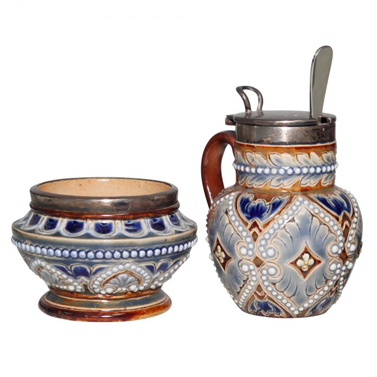 2pc Mustard Set - Doulton Lambeth Stoneware