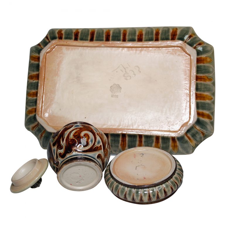 3pc Powder Vanity Set - Doulton Lambeth Stoneware