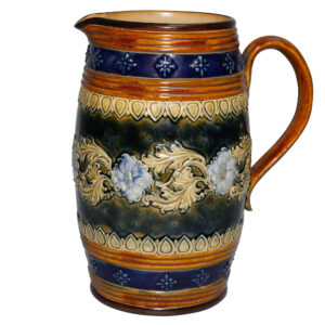 Stoneware Pitcher with Floral Scroll