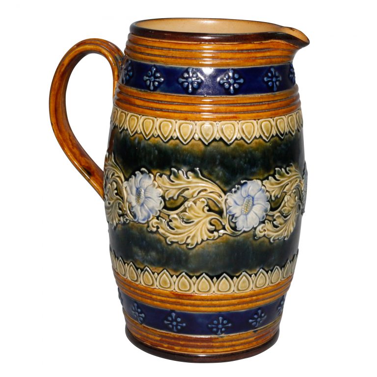 Stoneware Pitcher with Floral Scroll