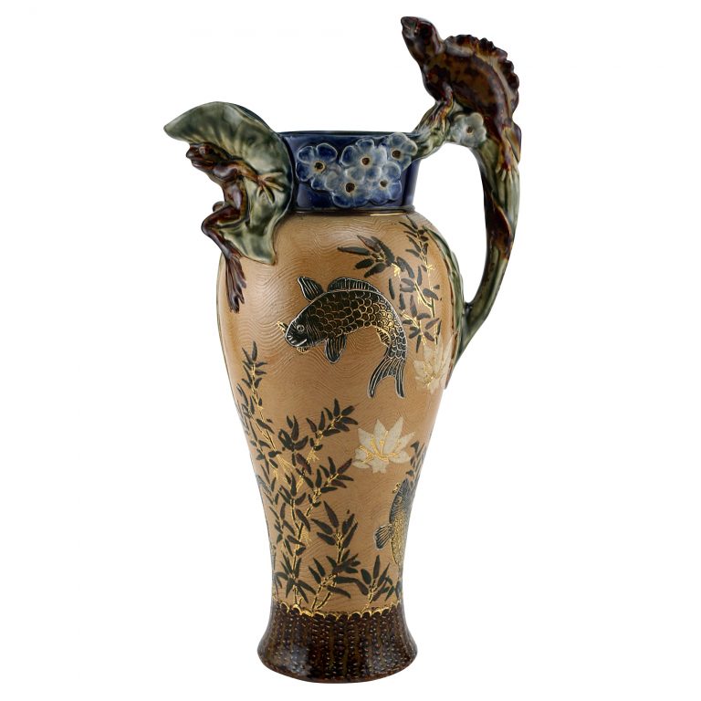 Stoneware Reptile and Fish Pitcher