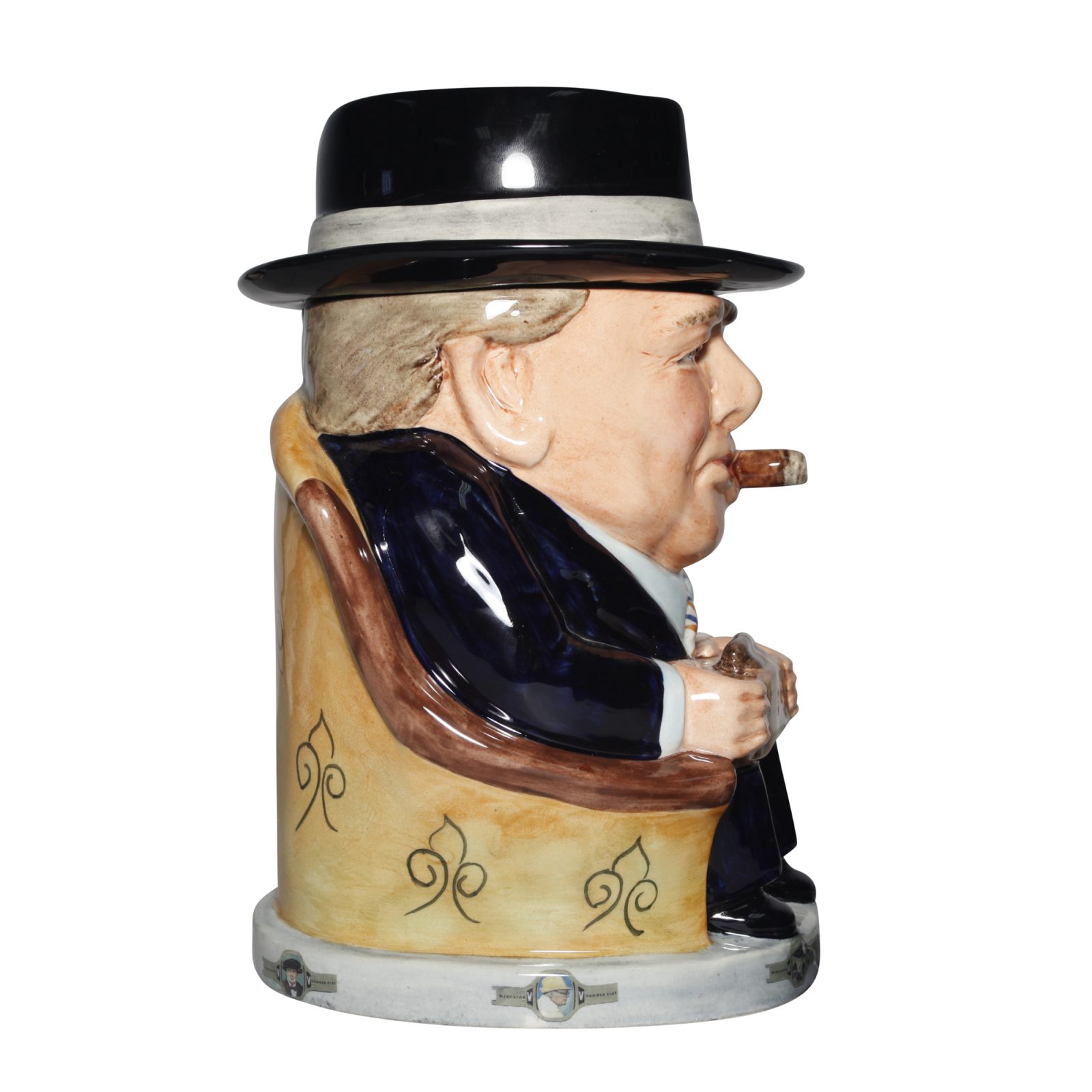 Winston Churchill Prototype Lidded Cigar Jar 2014 (Dark blue suit striped tie) - Bairstow Manor Collectables
