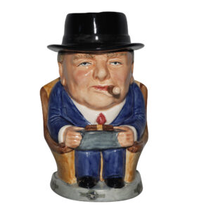 Winston Churchill Prototype Lidded Cigar Jar 2014 (Light blue suit red tie) - Bairstow Manor Collectables