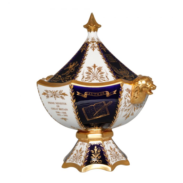 Winston Churchill Lidded Presentation Bowl with Double Handles (Gold Lions) - Abbeydale China