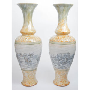 Cattle Vase Pair - Doulton Lambeth