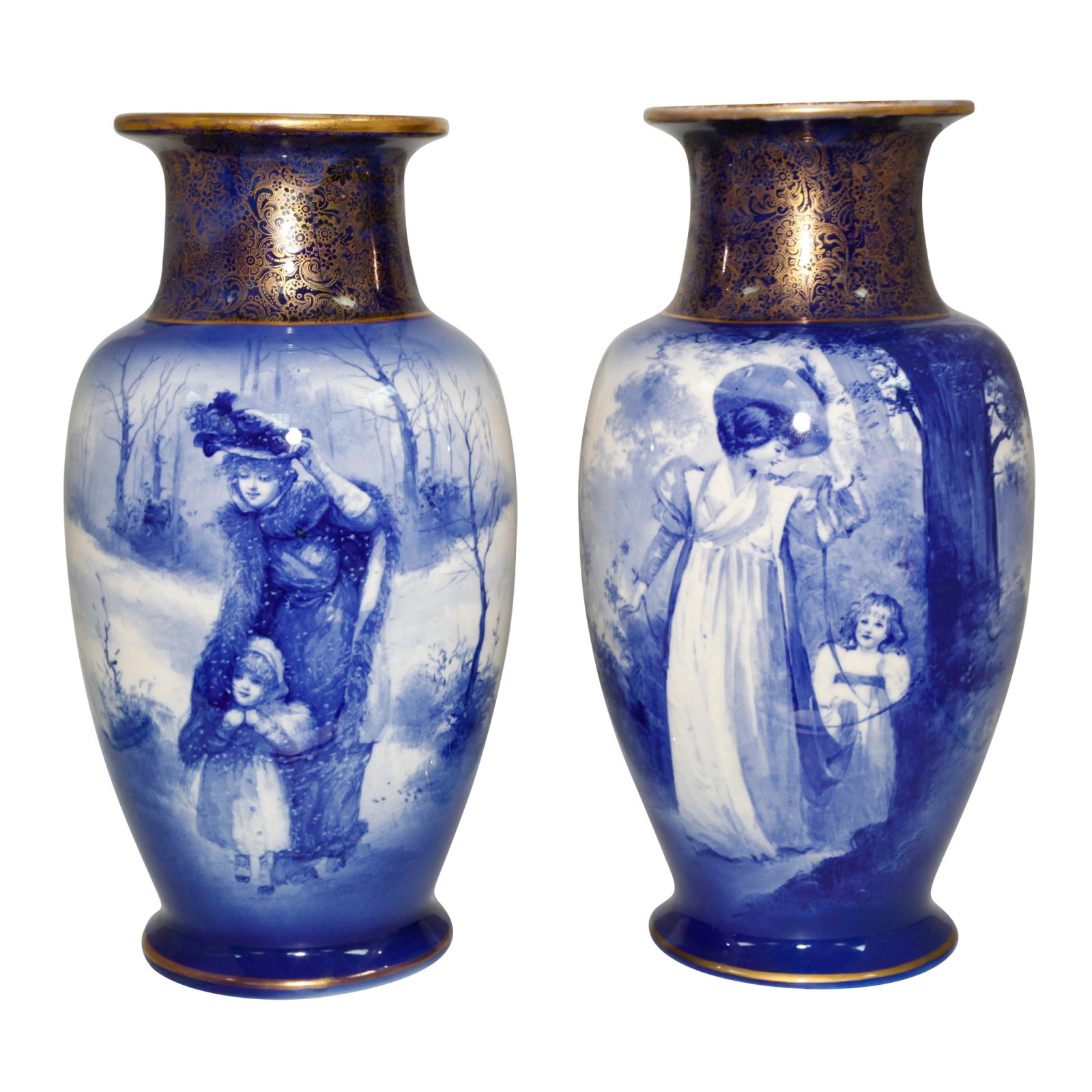 Blue Children Vase PAIR WTCHD - Royal Doulton Seriesware