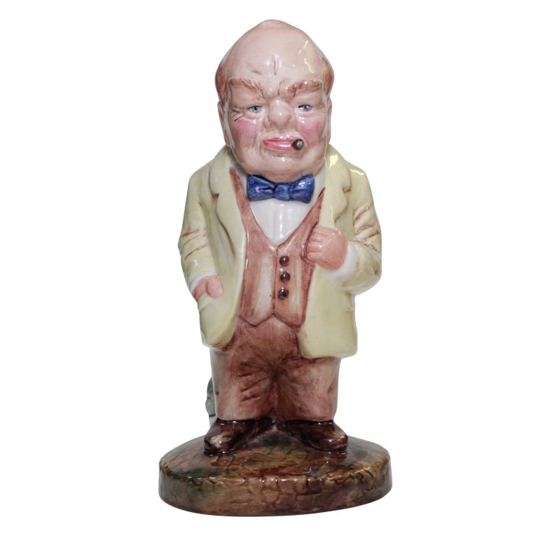 Bairstow Manor Winston Churchill Figure in cream with Bulldog