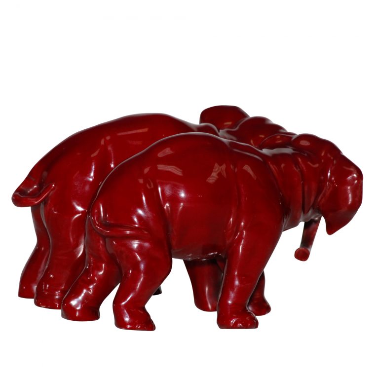 Bernard Moore Two Elephant - Royal Doulton Flambe