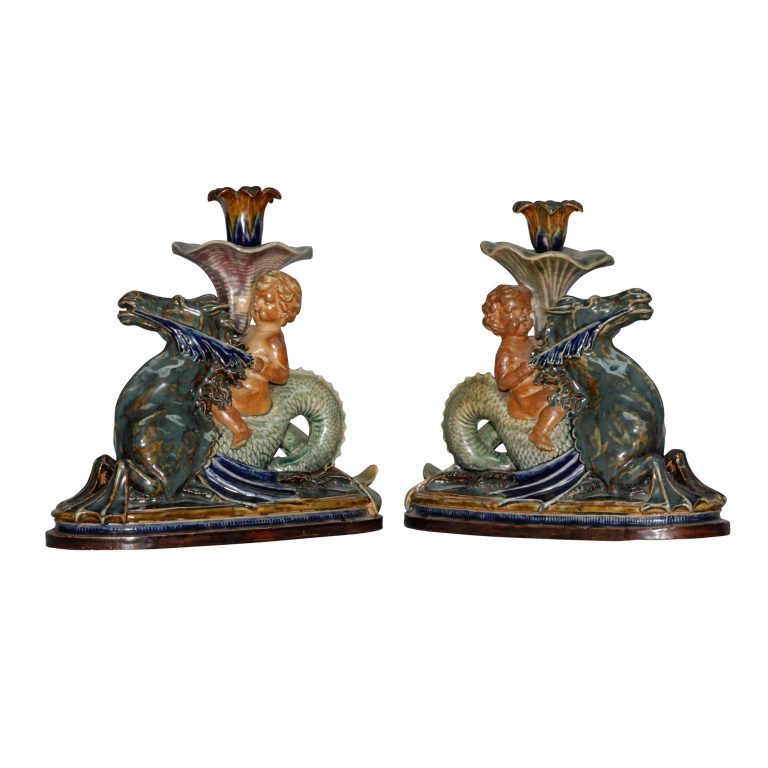 Candlestick Pair SeaMonste - Royal Doulton Stoneware