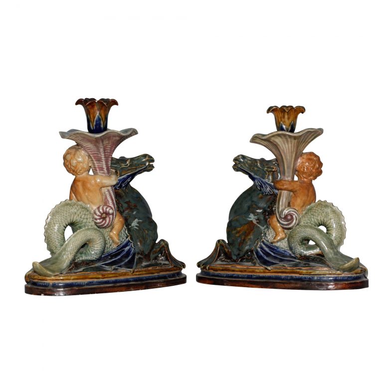 Candlestick Pair SeaMonste - Royal Doulton Stoneware