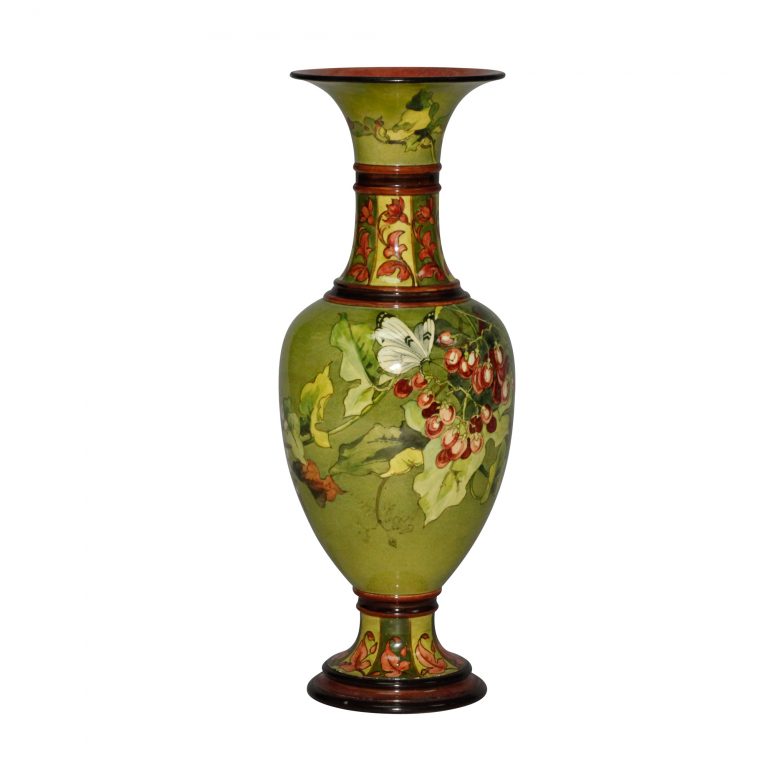 Faience Vase Butterflies - Royal Doulton Stoneware