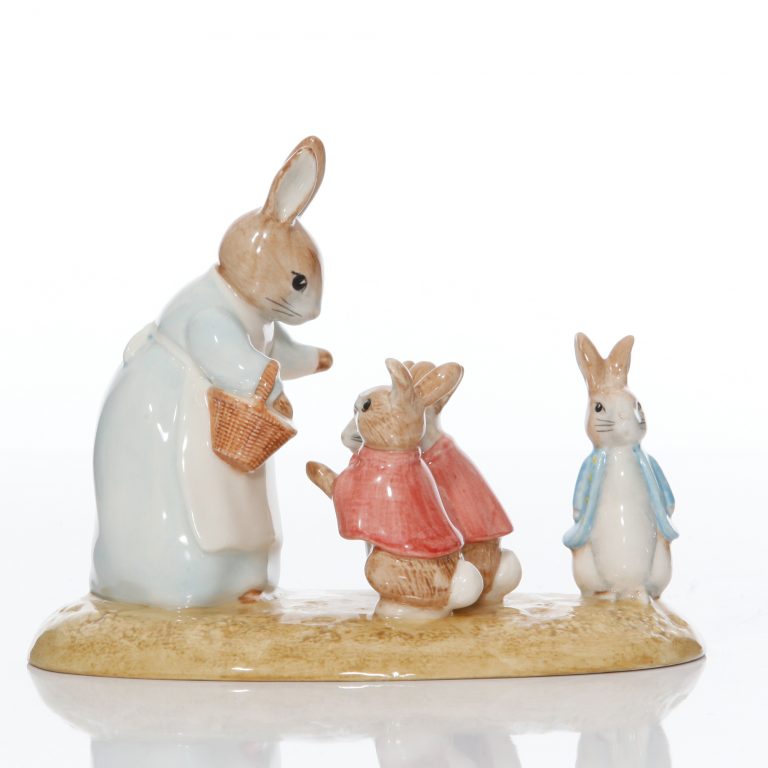 Mrs. Rabbit & Four Bunnies - Beatrix Potter Tableau