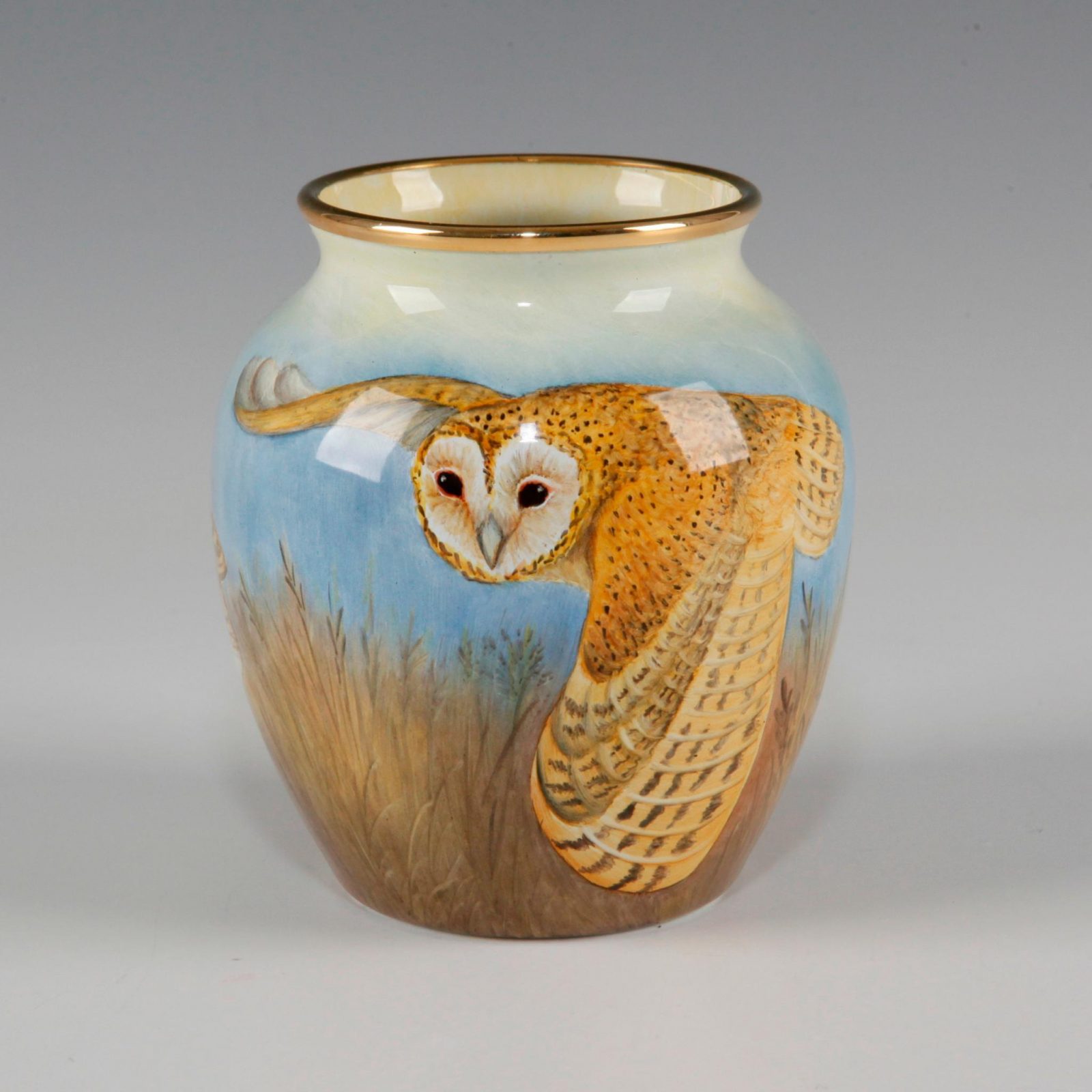 Elliot Hall Enamel Vase Barn Owls