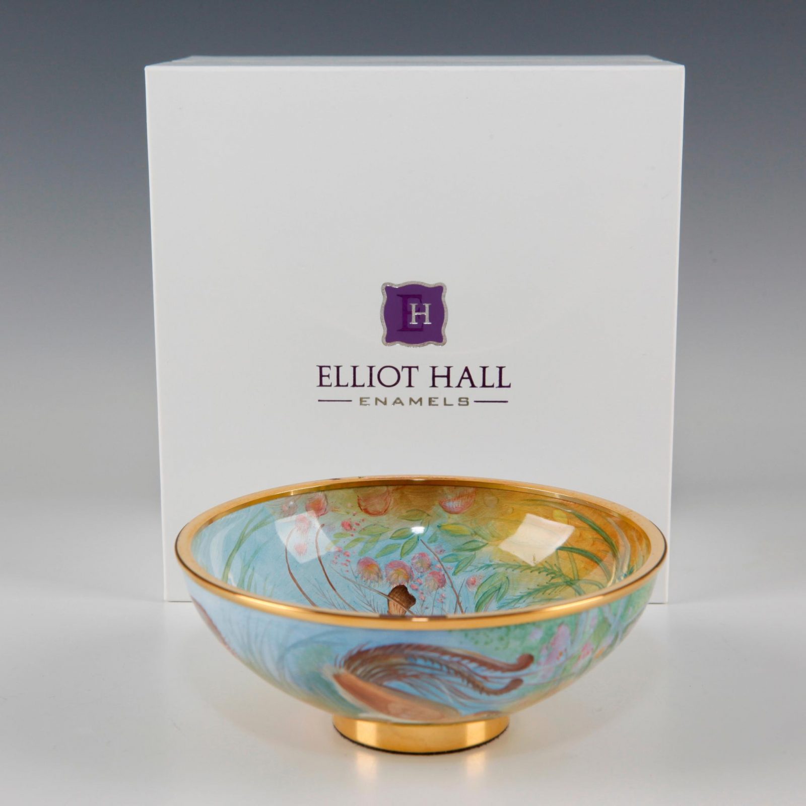 Elliot Hall Enamel Bowl Lyre Birds