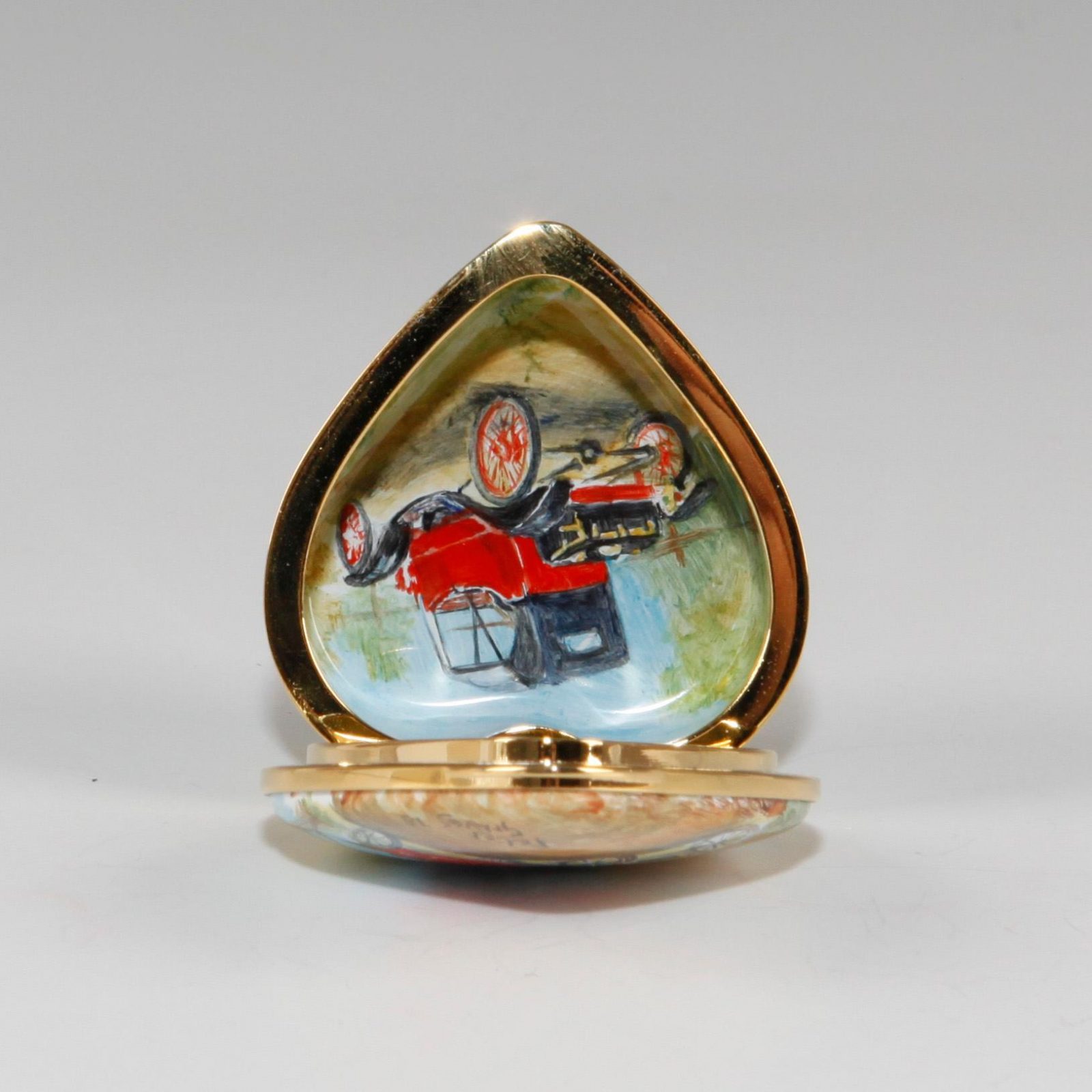 Elliot Hall Enamel Heart Box Model T Ford Automobiles