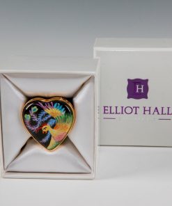 Elliot Hall Enamel Heart Box Oriental Bird Phoenix
