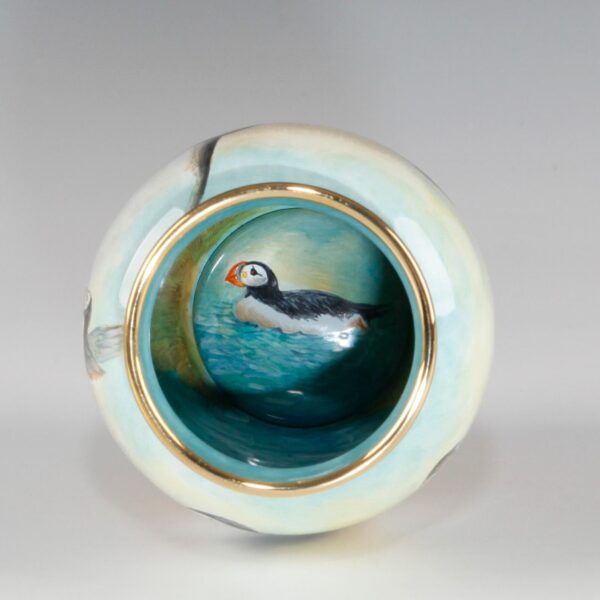 Elliot Hall Enamel Vase Puffins