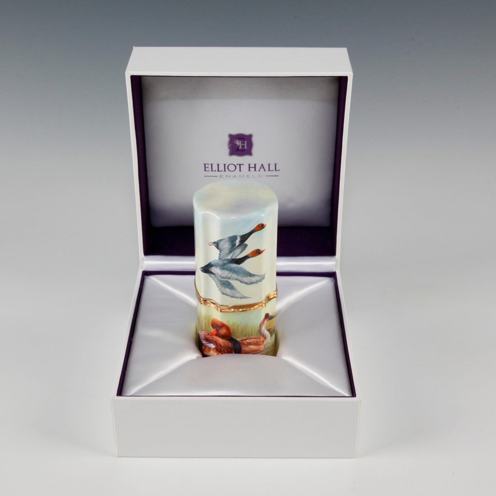 Elliot Hall Enamel Cylinder Box Red Crested Pochard
