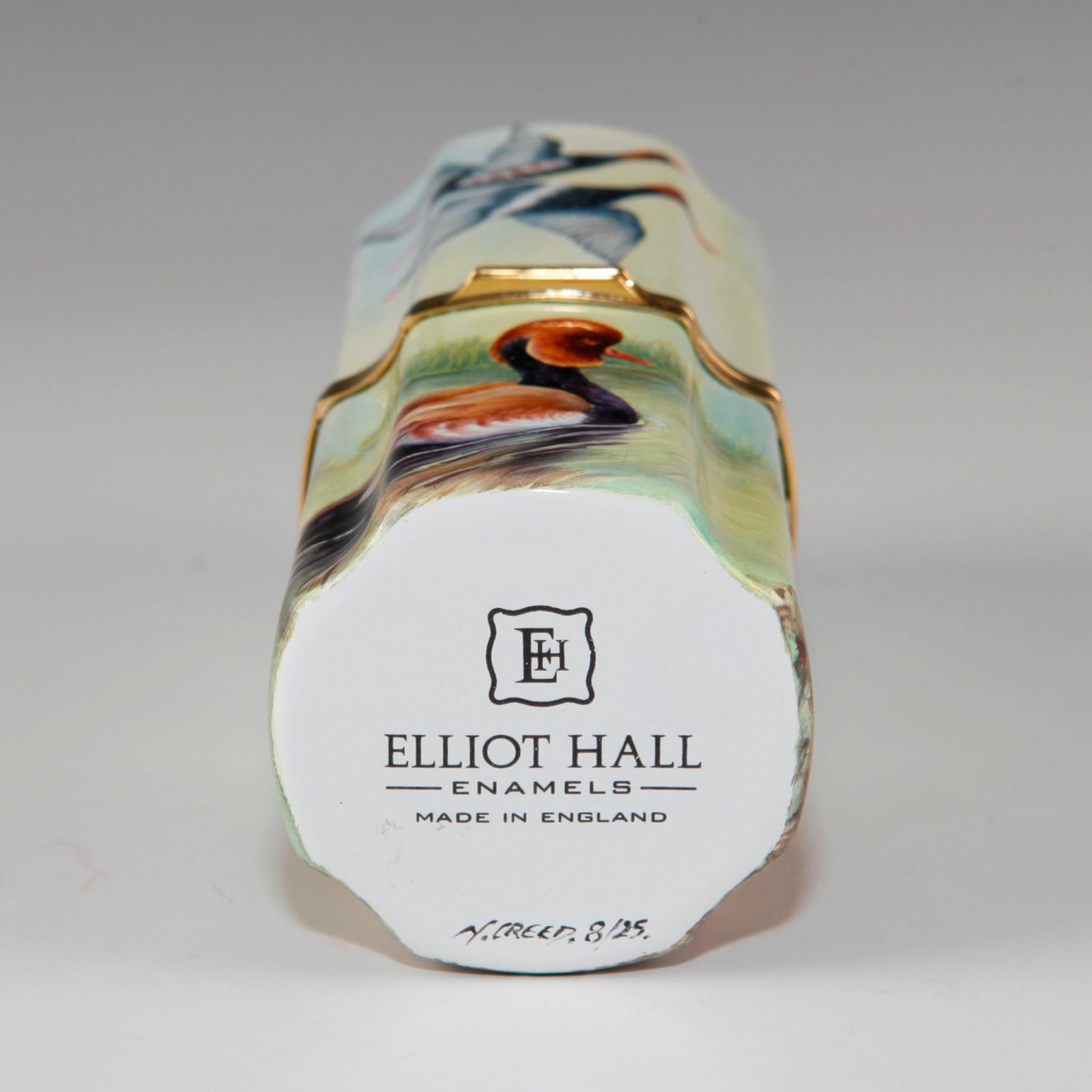 Elliot Hall Enamel Cylinder Box Red Crested Pochard